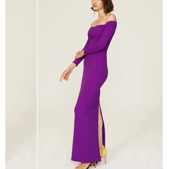 Solace London Purple Column Gown Size 2 Off Shoulder Slimming Formal Corset $575 - Picture 2 of 15